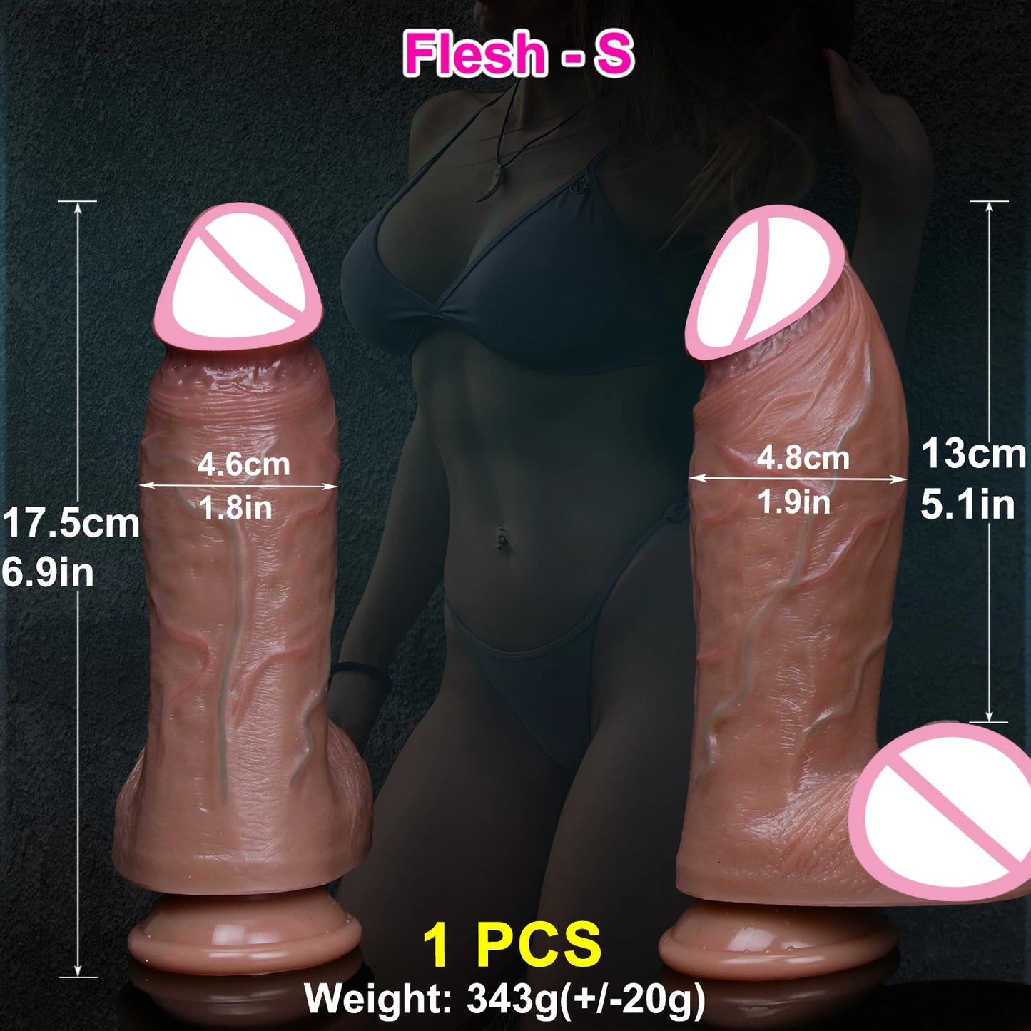 godmichet Réaliste en Silicone – Ventouse & Texture Ultra‑Soft
