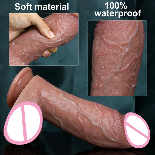 godmichet Réaliste en Silicone – Ventouse & Texture Ultra‑Soft