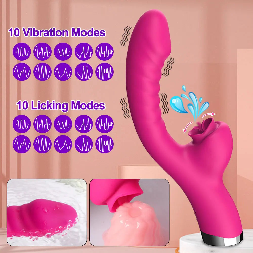 Vibromasseur Lèche-Langue 2‑en‑1 – 20 Vitesses Intenses